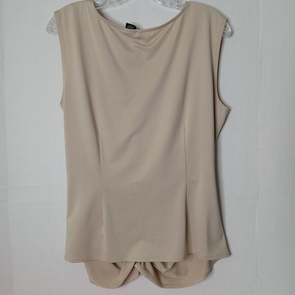 New Directions Top sleeveless light brown ruffle front Womens size Large - Picture 8 of 8
